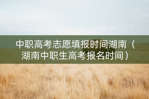 中职高考志愿填报时间湖南（湖南中职生高考报名时间）