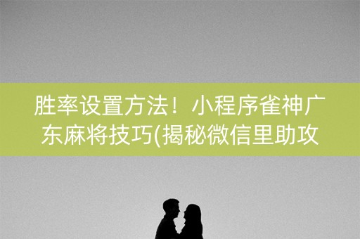 胜率设置方法！小程序雀神广东麻将技巧(揭秘微信里助攻神器)