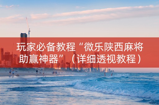 玩家必备教程“微乐陕西麻将助赢神器”（详细透视教程）-哔哩哔哩