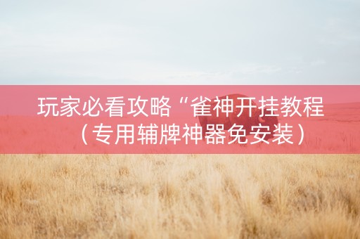 玩家必看攻略“雀神开挂教程（专用辅牌神器免安装）
