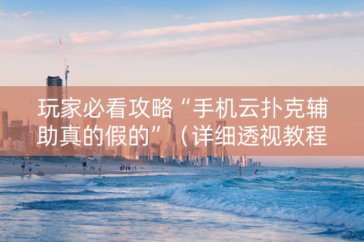 玩家必看攻略“手机云扑克辅助真的假的”（详细透视教程）-哔哩哔哩