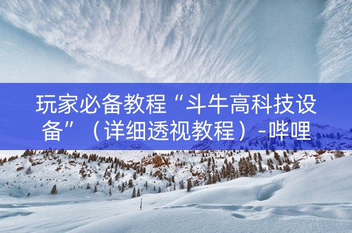玩家必备教程“斗牛高科技设备”（详细透视教程）-哔哩哔哩