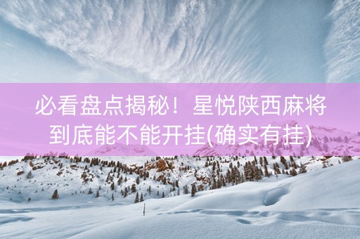 必看盘点揭秘！星悦陕西麻将到底能不能开挂(确实有挂)