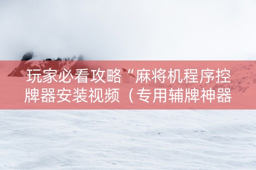 玩家必看攻略“麻将机程序控牌器安装视频（专用辅牌神器免安装）