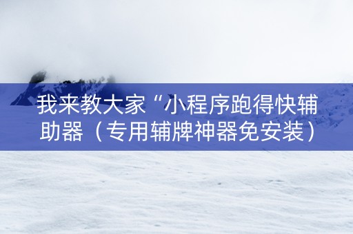 我来教大家“小程序跑得快辅助器（专用辅牌神器免安装）