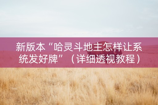 新版本“哈灵斗地主怎样让系统发好牌”（详细透视教程）-哔哩哔哩