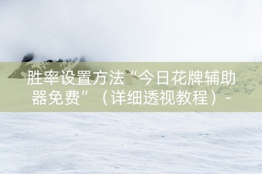 胜率设置方法“今日花牌辅助器免费”（详细透视教程）-哔哩哔哩