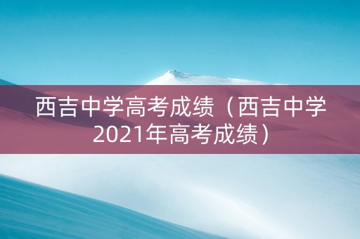 西吉中学高考成绩（西吉中学2021年高考成绩）