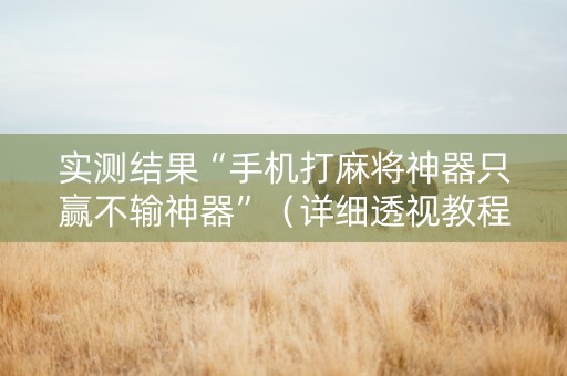 实测结果“手机打麻将神器只赢不输神器”（详细透视教程）-哔哩哔哩