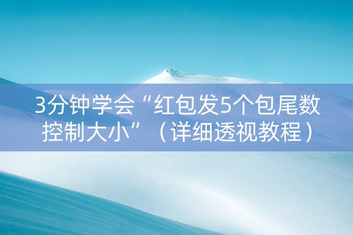 3分钟学会“红包发5个包尾数控制大小”（详细透视教程）-哔哩哔哩