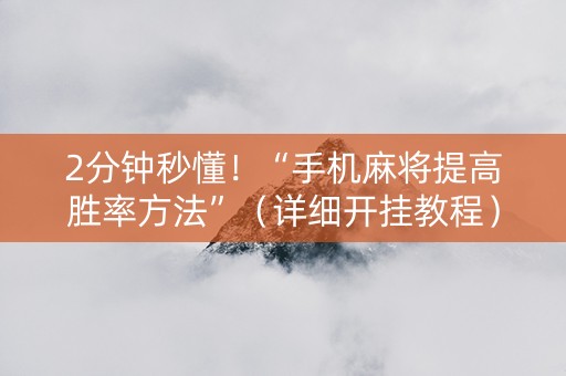 2分钟秒懂！“手机麻将提高胜率方法”（详细开挂教程）-哔哩哔哩