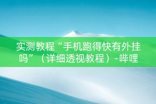 实测教程“手机跑得快有外挂吗”（详细透视教程）-哔哩哔哩