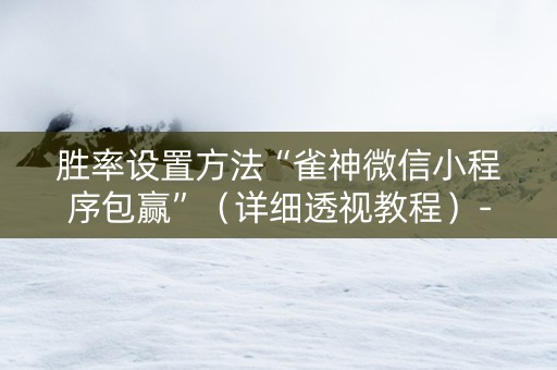 胜率设置方法“雀神微信小程序包赢”（详细透视教程）-哔哩哔哩