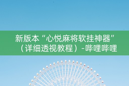 新版本“心悦麻将软挂神器”（详细透视教程）-哔哩哔哩