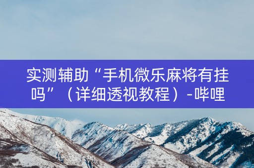 实测辅助“手机微乐麻将有挂吗”（详细透视教程）-哔哩哔哩