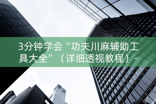 3分钟学会“功夫川麻辅助工具大全”（详细透视教程）-哔哩哔哩
