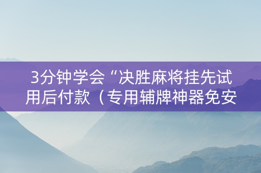 3分钟学会“决胜麻将挂先试用后付款（专用辅牌神器免安装）