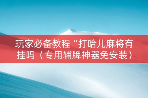 玩家必备教程“打哈儿麻将有挂吗（专用辅牌神器免安装）