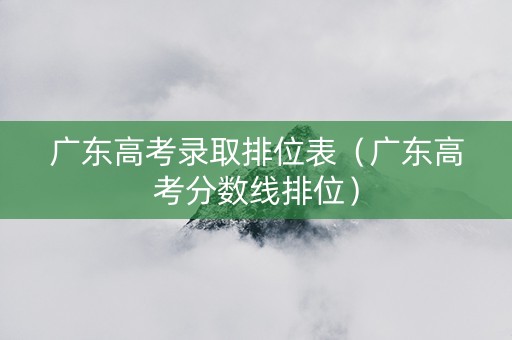 广东高考录取排位表（广东高考分数线排位）