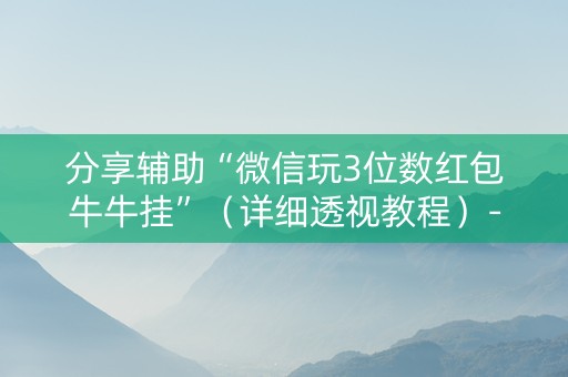 分享辅助“微信玩3位数红包牛牛挂”（详细透视教程）-哔哩哔哩