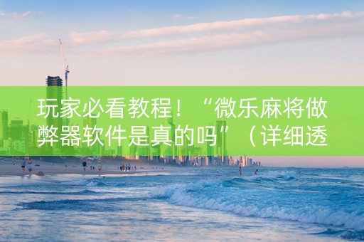 玩家必看教程！“微乐麻将做弊器软件是真的吗”（详细透视教程）-哔哩哔哩