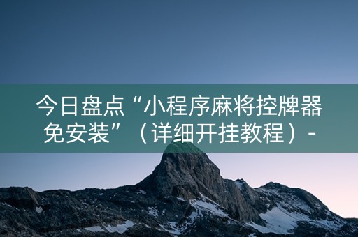 今日盘点“小程序麻将控牌器免安装”（详细开挂教程）-哔哩哔哩