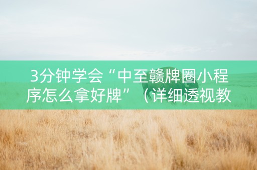 3分钟学会“中至赣牌圈小程序怎么拿好牌”（详细透视教程）-哔哩哔哩