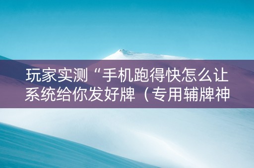 玩家实测“手机跑得快怎么让系统给你发好牌（专用辅牌神器免安装）