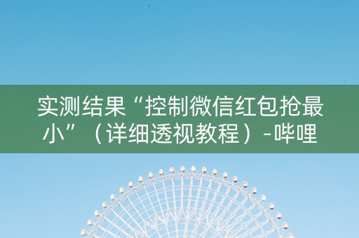 实测结果“控制微信红包抢最小”（详细透视教程）-哔哩哔哩