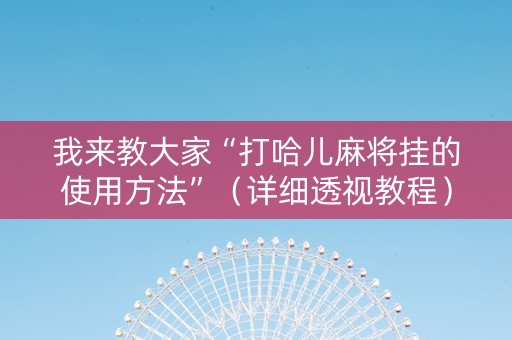 我来教大家“打哈儿麻将挂的使用方法”（详细透视教程）-哔哩哔哩