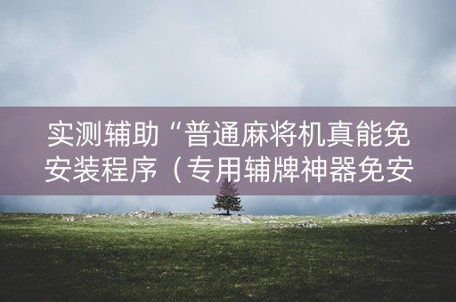 实测辅助“普通麻将机真能免安装程序（专用辅牌神器免安装）