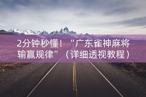 2分钟秒懂！“广东雀神麻将输赢规律”（详细透视教程）-哔哩哔哩