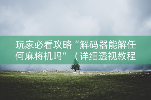 玩家必看攻略“解码器能解任何麻将机吗”（详细透视教程）-哔哩哔哩