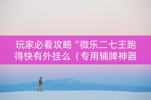 玩家必看攻略“微乐二七王跑得快有外挂么（专用辅牌神器免安装）