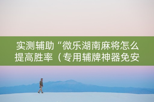 实测辅助“微乐湖南麻将怎么提高胜率（专用辅牌神器免安装）