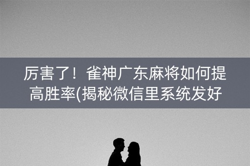 厉害了！雀神广东麻将如何提高胜率(揭秘微信里系统发好牌)