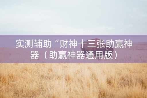 实测辅助“财神十三张助赢神器（助赢神器通用版）