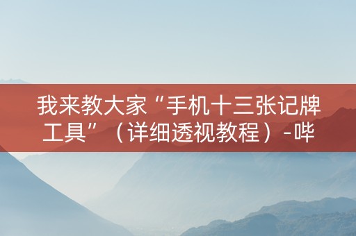 我来教大家“手机十三张记牌工具”（详细透视教程）-哔哩哔哩