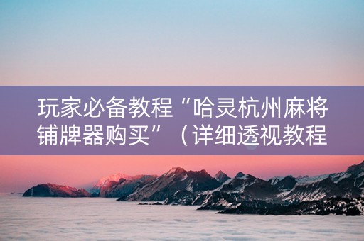 玩家必备教程“哈灵杭州麻将铺牌器购买”（详细透视教程）-哔哩哔哩