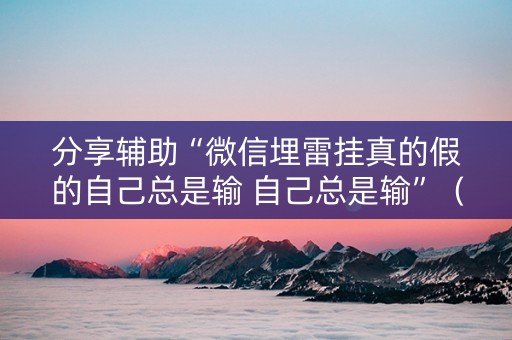 分享辅助“微信埋雷挂真的假的自己总是输 自己总是输”（详细透视教程）-哔哩哔哩
