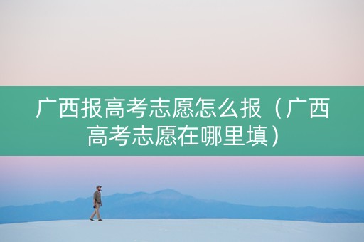 广西报高考志愿怎么报（广西高考志愿在哪里填）
