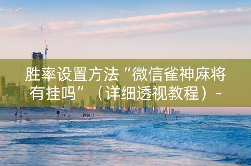 胜率设置方法“微信雀神麻将有挂吗”（详细透视教程）-哔哩哔哩