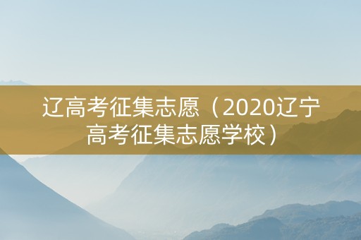 辽高考征集志愿（2020辽宁高考征集志愿学校）