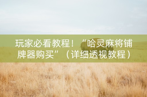 玩家必看教程！“哈灵麻将铺牌器购买”（详细透视教程）-哔哩哔哩