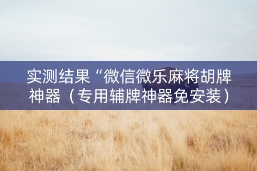 实测结果“微信微乐麻将胡牌神器（专用辅牌神器免安装）