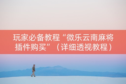玩家必备教程“微乐云南麻将插件购买”（详细透视教程）-哔哩哔哩