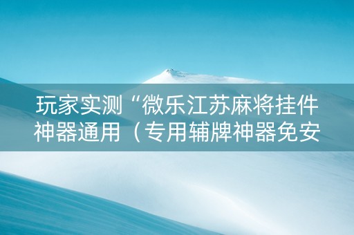 玩家实测“微乐江苏麻将挂件神器通用（专用辅牌神器免安装）
