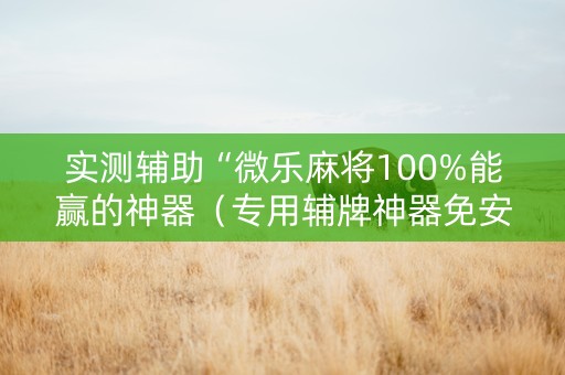 实测辅助“微乐麻将100%能赢的神器（专用辅牌神器免安装）