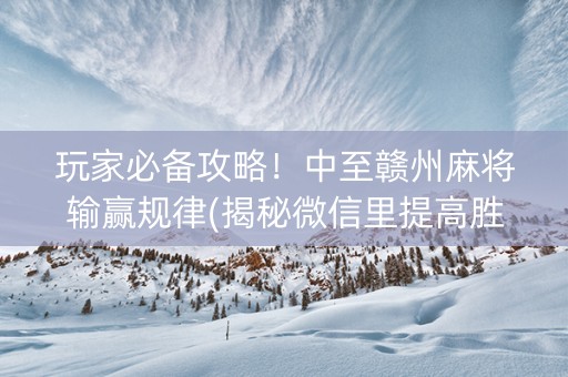 玩家必备攻略！中至赣州麻将输赢规律(揭秘微信里提高胜率)