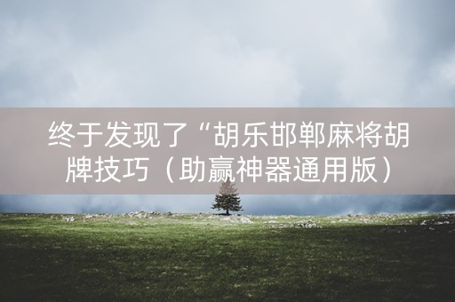 终于发现了“胡乐邯郸麻将胡牌技巧（助赢神器通用版）